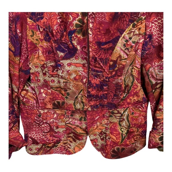 Coldwater Creek Floral Boho Autumn Floral Zip Up Blazer Jacket Size Large - Picture 3 of 6